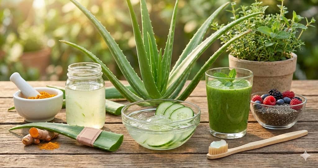 Plantă Aloe Vera proaspătă ilustrând beneficiile naturale esențiale pentru sănătate și vitalitate.