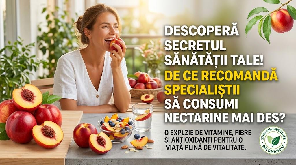 Femeie fericită mâncând o nectarină suculentă la soare, pe o terasă.