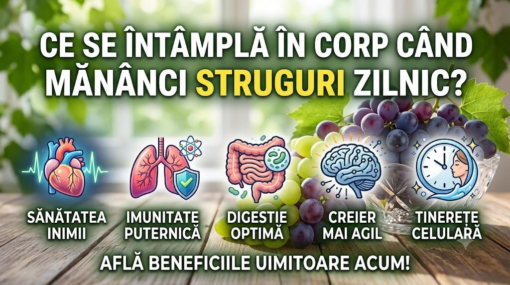 Beneficii struguri pentru inima imunitate digestie creier si tinerete celulara infografic sanatate