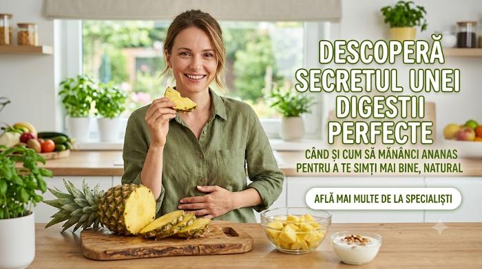 Femeie manca o felie de ananas.