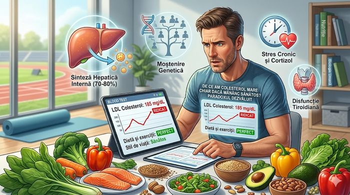 Un bărbat care mănâncă sănătos are colesterol ridicat din cauze interne, genetice și hormonale, nu din dietă.