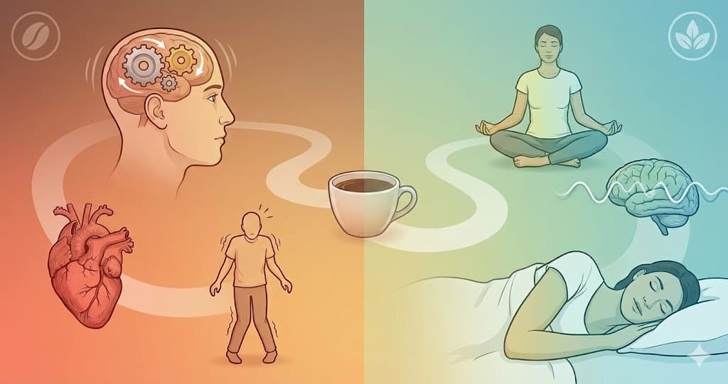 Simbolizare a echilibrului și energiei naturale obținute după renunțarea completă la cafea.