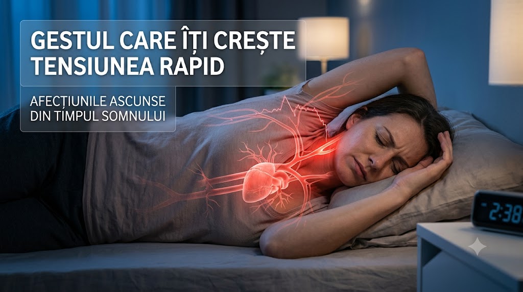 Femeie dormind neliniștit cu o reprezentare grafică a tensiunii arteriale crescute la nivelul inimii.