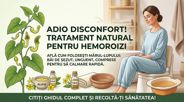 Tratament natural cu mărul-lupului pentru hemoroizi: băi de șezut, alifie și comprese pentru calmare rapidă.