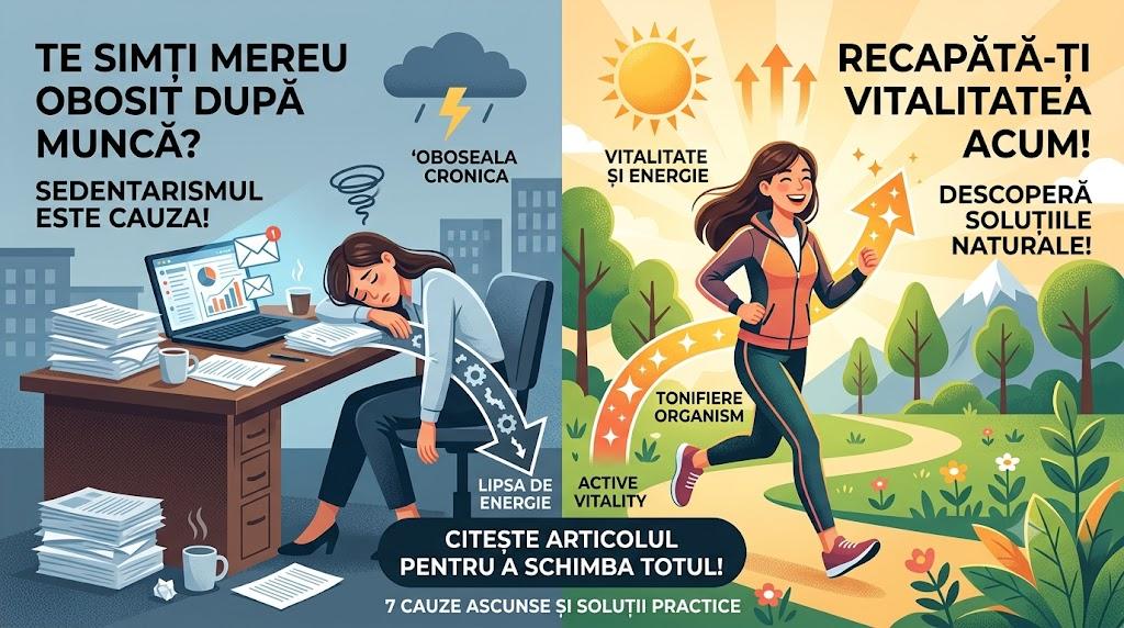 Muncă sedentară la birou contra stil de viață activ cu energie și vitalitate