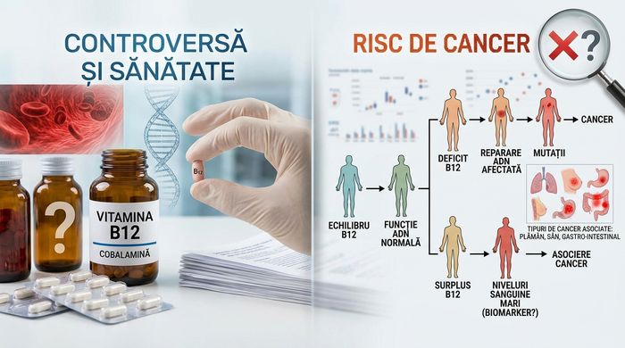 Capsule de vitamine și suplimente alimentare colorate așezate pe o masă, simbolizând riscurile excesului.