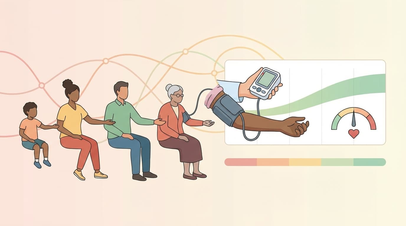 Monitorizare tensiune arterială pe vârste: copii, adulți, vârstnici și grafic tensiometru digital.