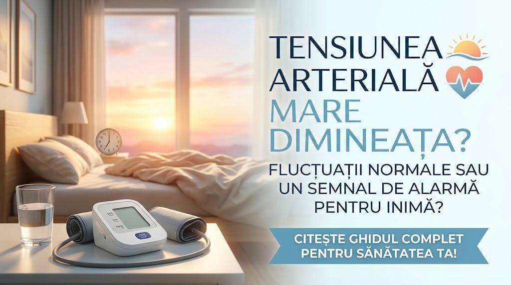 Monitor tensiune și text românesc într-un dormitor la răsărit.